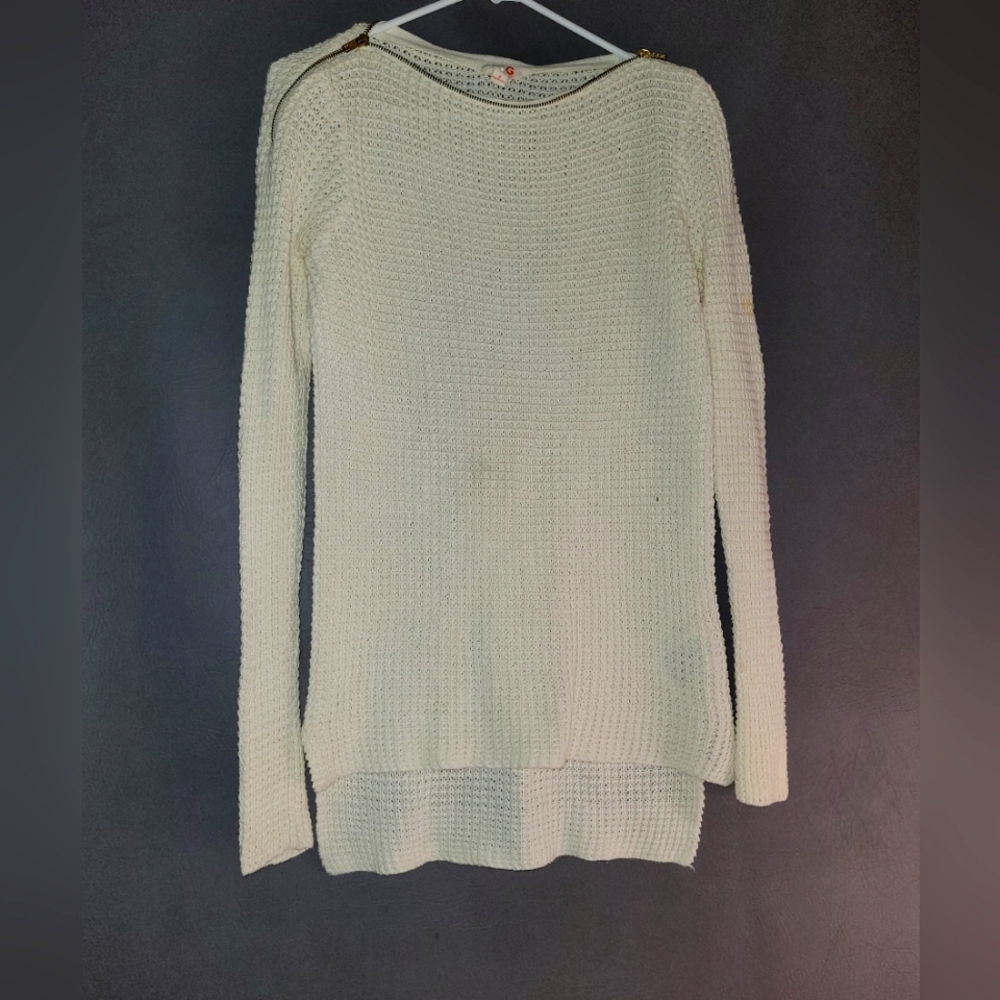 G by Guess womens cream zip neck sweater long-sleeved size S